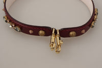 Dolce & Gabbana Dolce & Gabbana Bordeaux Leather Crystals Bag Shoulder Women's Strap