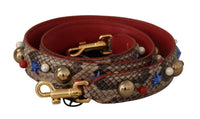 Dolce & Gabbana Dolce & Gabbana Brown Python Leather Studded Shoulder Women's Strap