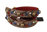 Dolce & Gabbana Dolce & Gabbana Brown Python Leather Studded Shoulder Women's Strap