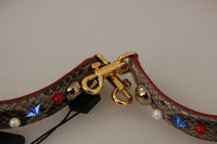 Dolce & Gabbana Dolce & Gabbana Brown Python Leather Studded Shoulder Women's Strap