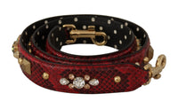 Dolce & Gabbana Dolce & Gabbana Red Python Leather Crystals Reversible Shoulder Women's Strap