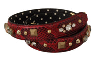 Dolce & Gabbana Dolce & Gabbana Red Python Leather Crystals Reversible Shoulder Women's Strap