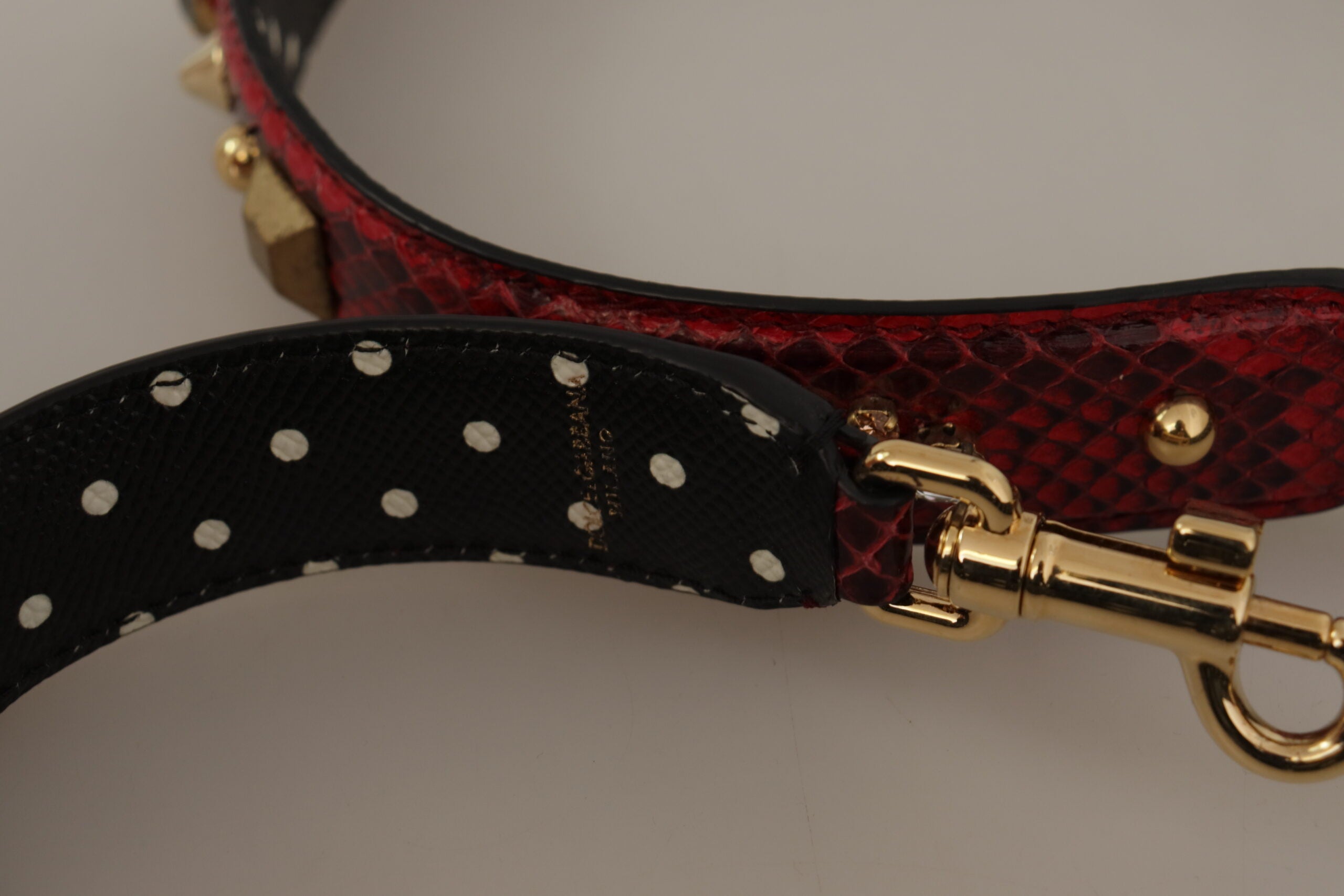 Dolce & Gabbana Dolce & Gabbana Red Python Leather Crystals Reversible Shoulder Women's Strap