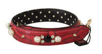 Dolce & Gabbana Dolce & Gabbana Red Python Leather Crystals Reversible Shoulder Women's Strap