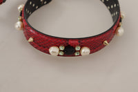 Dolce & Gabbana Dolce & Gabbana Red Python Leather Crystals Reversible Shoulder Women's Strap