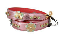 Dolce & Gabbana Dolce & Gabbana Metallic Pink Leather Studded Shoulder Women's Strap