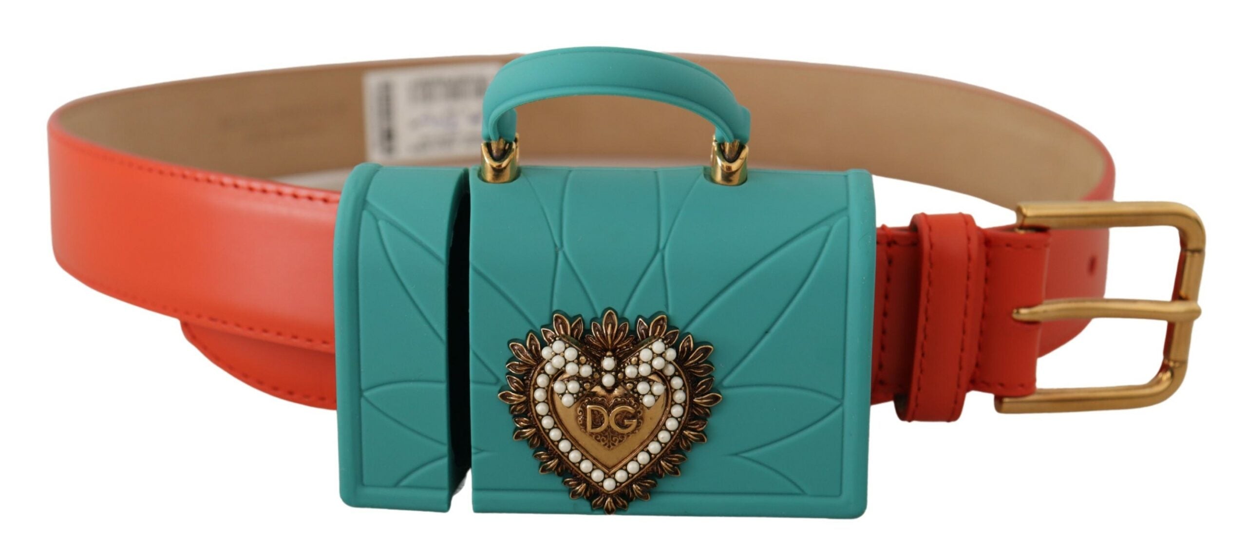 Dolce & Gabbana Dolce & Gabbana Orange Leather Devotion Heart Micro Bag Headphones Women's Belt