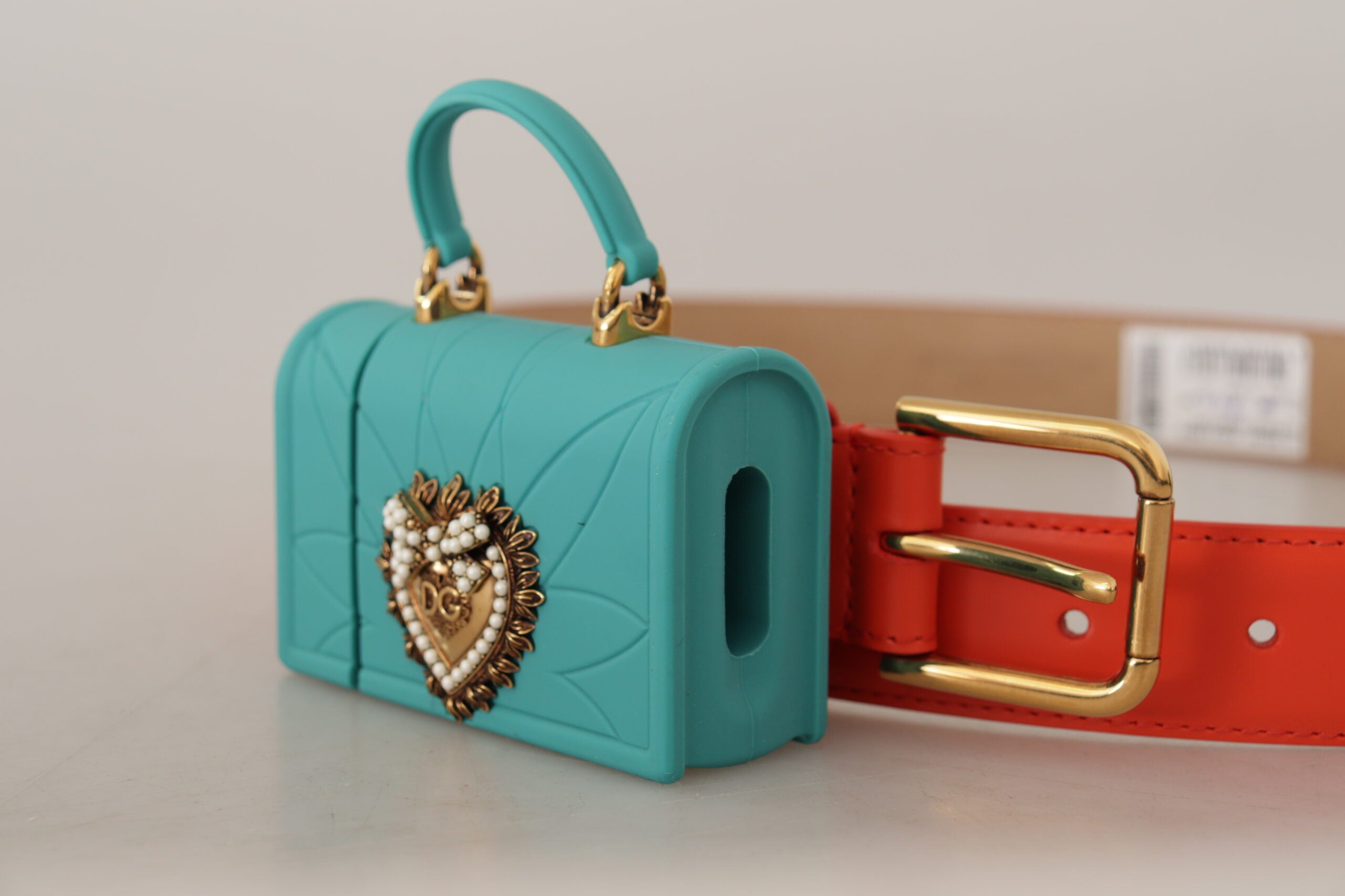 Dolce & Gabbana Dolce & Gabbana Orange Leather Devotion Heart Micro Bag Headphones Women's Belt