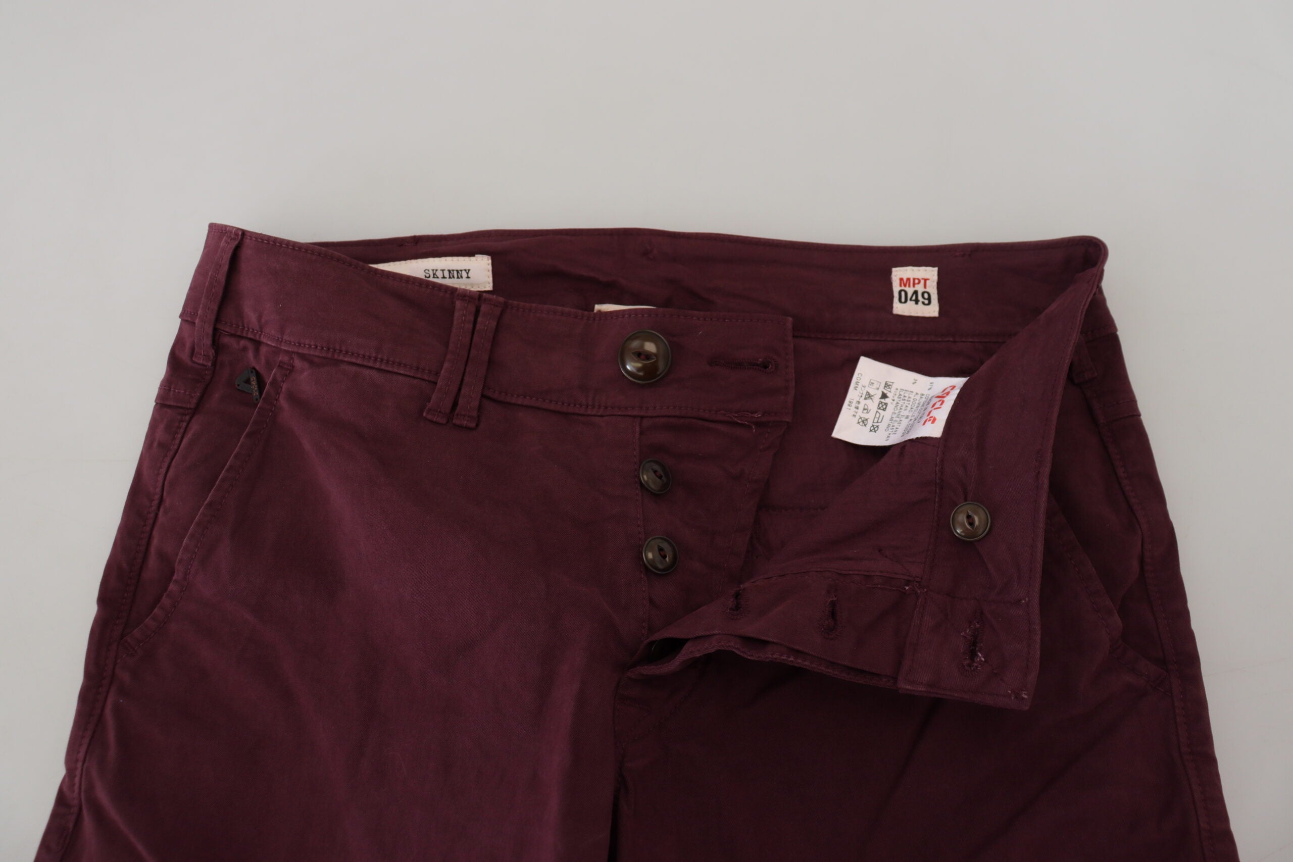 CYCLE CYCLE Elegant Maroon Casual Skinny Men's Pants