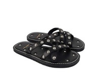 Saint Laurent Saint Laurent Men's Black Leather Sandal With Silver Studs (39 EU / 6 US)