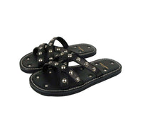 Saint Laurent Saint Laurent Men's Black Leather Sandal With Silver Studs (39 EU / 6 US)