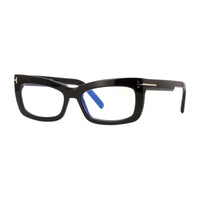 Tom Ford Eyeglasses Rectangle Full Rim, Shiny Black Frame and Clear Blue Light Block Lenses Lens FT5966-B001
