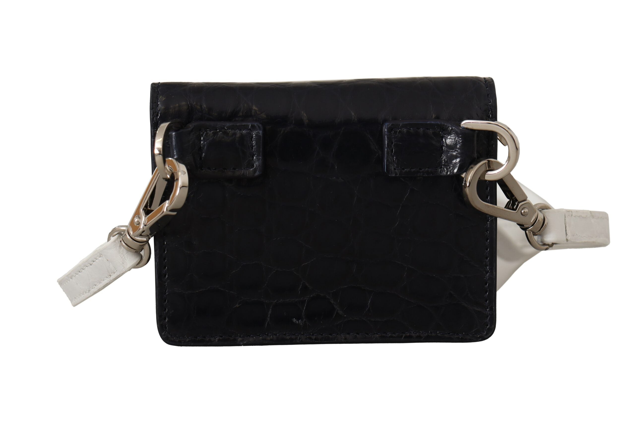 Dolce & Gabbana Dolce & Gabbana Blue White Caiman Leather Strap Card Holder Men's Wallet