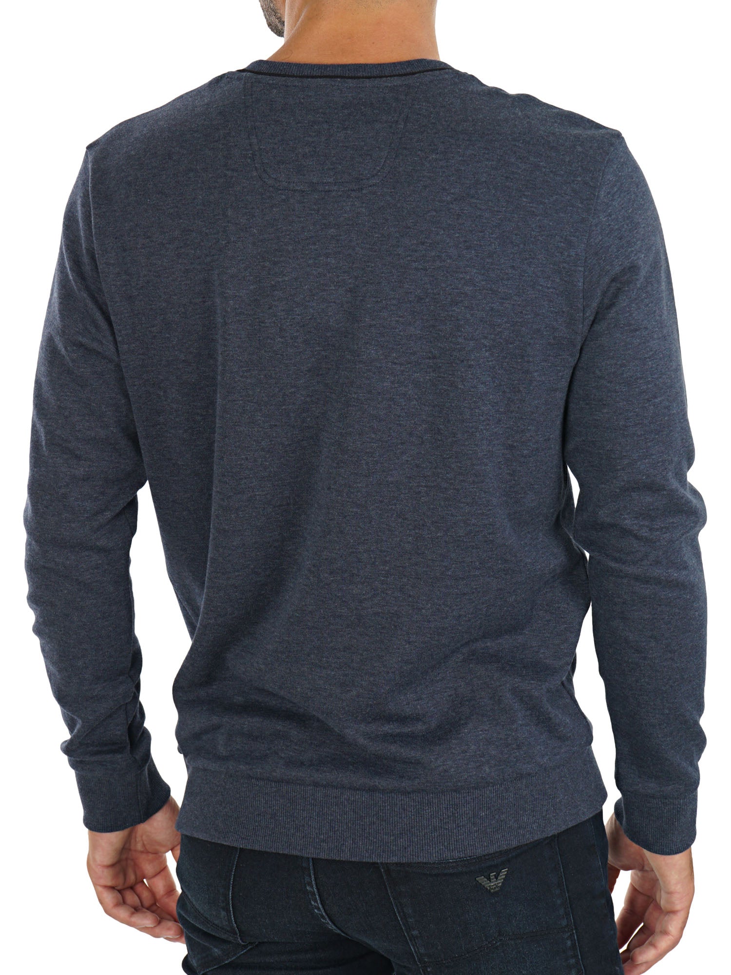 Hugo Boss Salbo Iconic 3 Tonal Embossed Logo Slim Fit Sweatshirt, Dark Blue