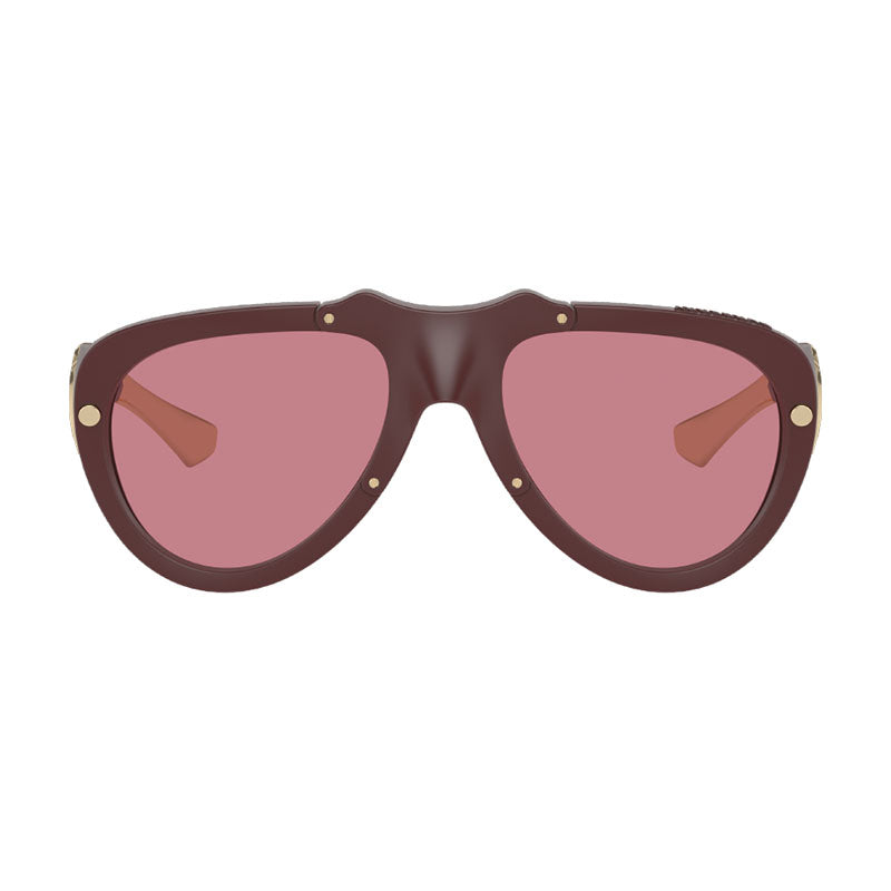 Burberry Sunglasses Aviator Full Rim, Rubber Burgundy Frame and Dark Violet Lens BE4433U414075
