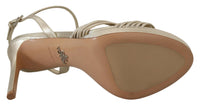Prada Gold Leather Women'ss Ankle Strap Heels Stiletto Women's Sandal