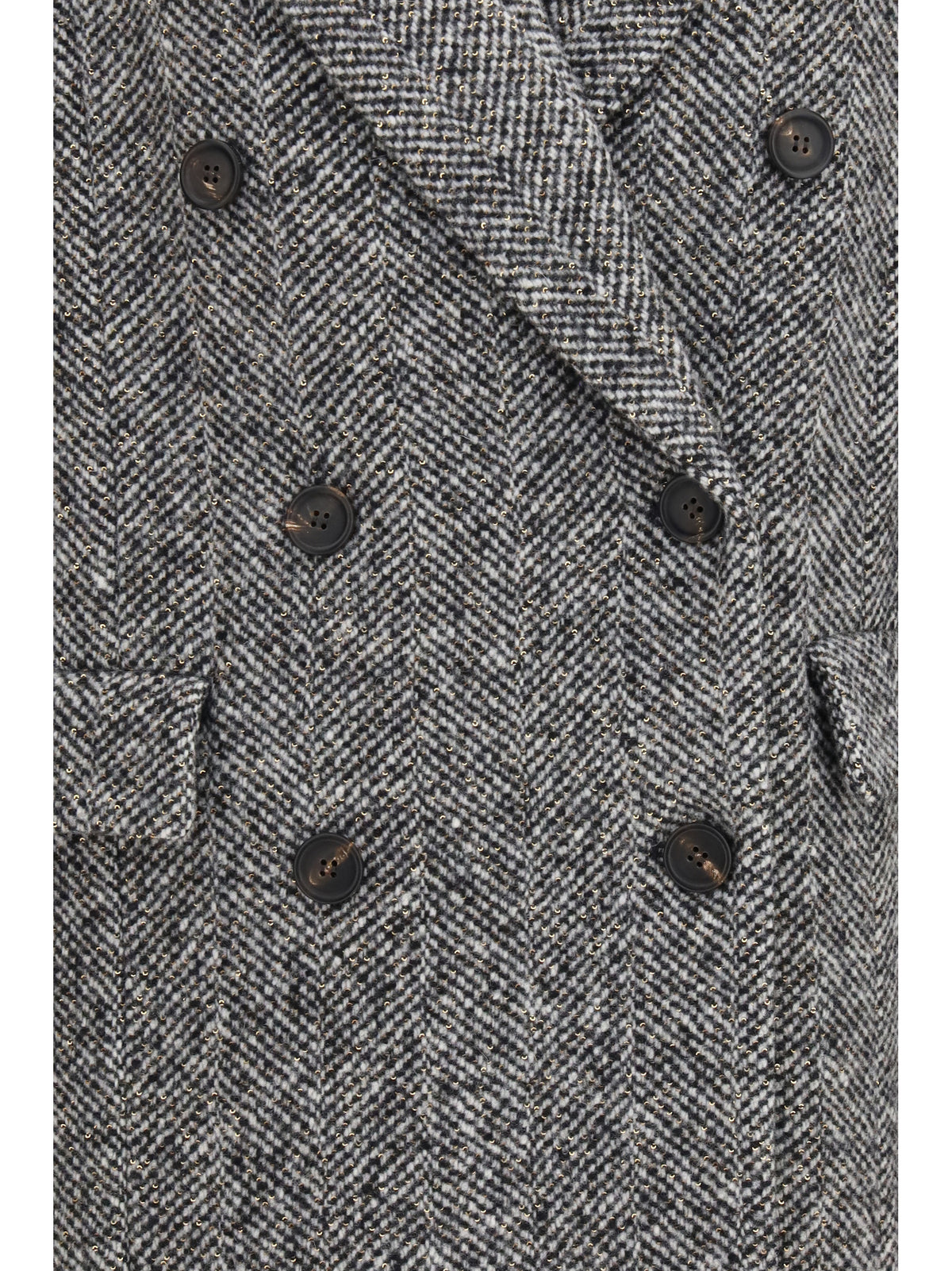 Brunello Cucinelli Women Double-Breasted Wool And Alpaca Blend Coat With Sequins