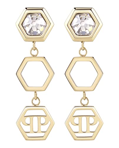 Philipp Plein Womens Hexagon Lux Crystal Dangle Earrings