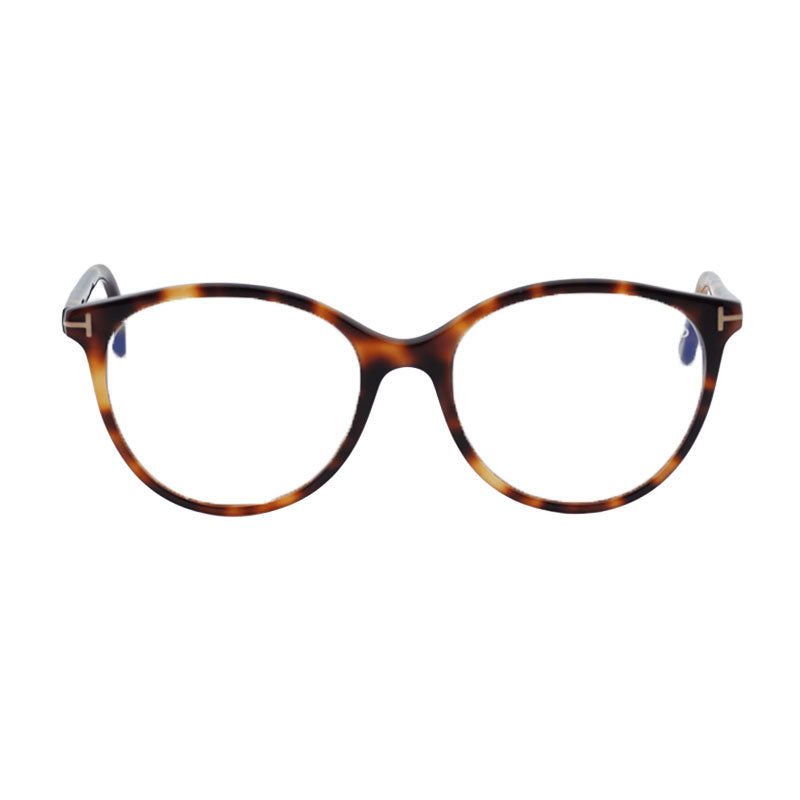 Tom Ford Eyeglasses Round Full Rim, Shiny Transparent Antique Rose Frame and Clear Demo Lenses Lens FT5742-B072