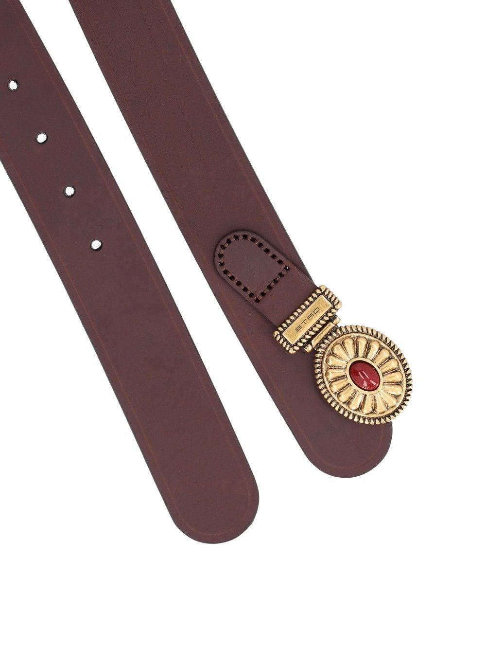 Etro Women Leather Belt With Crystals