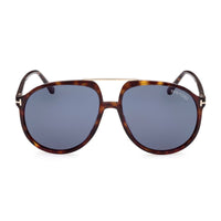 Tom Ford Sunglasses Aviator Full Rim, Dark Havana Frame and Blue Lens FT107952V