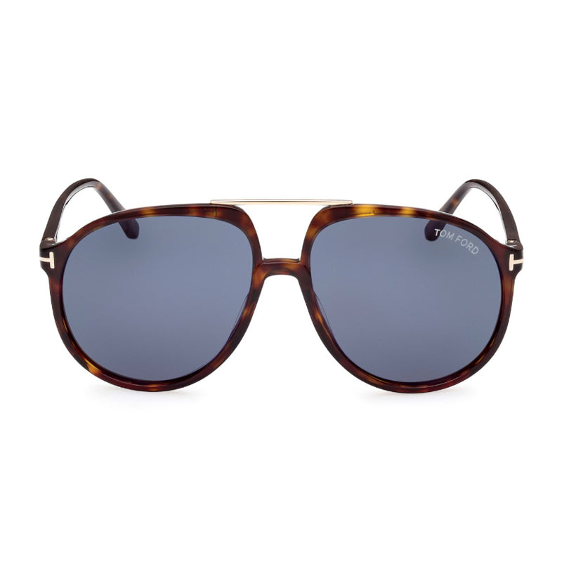 Tom Ford Sunglasses Aviator Full Rim, Dark Havana Frame and Blue Lens FT107952V