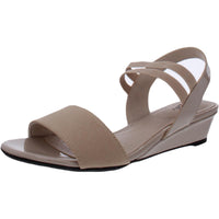 Yolo Womens Strapp Ankle Strap Wedge Sandals Taupe Patent