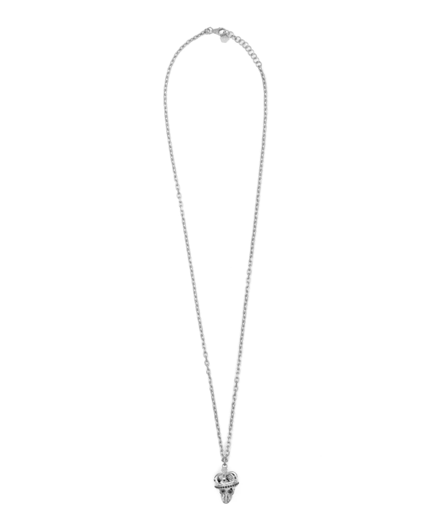 Philipp Plein Mens 3D $kull Crystal Cable Chain Necklace