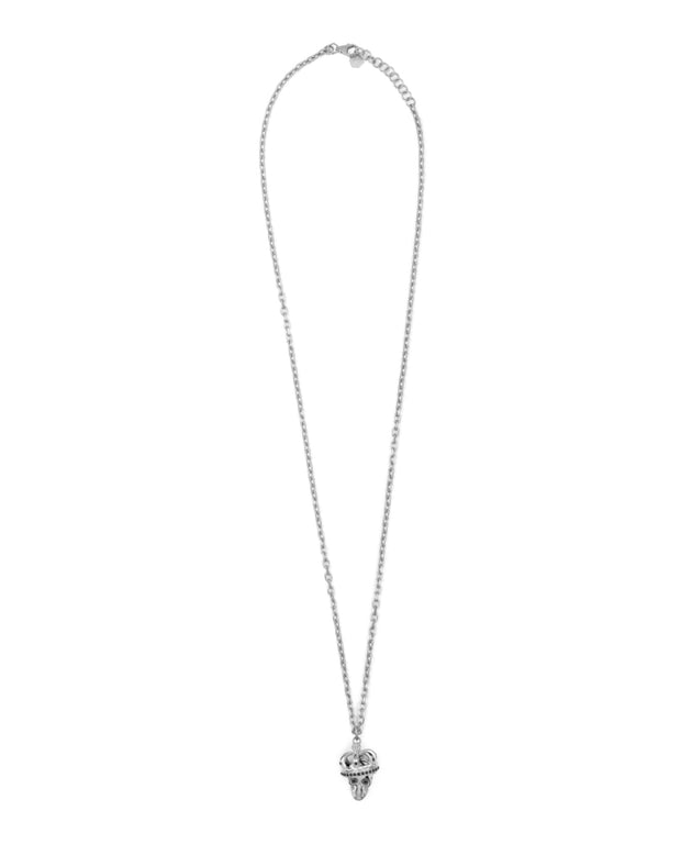 Philipp Plein Mens 3D $kull Crystal Cable Chain Necklace