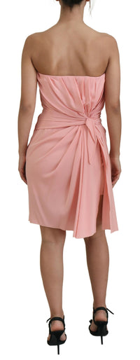 Dolce & Gabbana Pink Silk Stretch Strapless Sheath Women's Dress