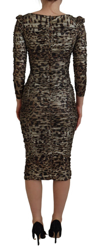 Dolce & Gabbana Multicolor Leopard Bodycon Sheath Midi Women's Dress