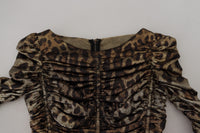 Dolce & Gabbana Multicolor Leopard Bodycon Sheath Midi Women's Dress