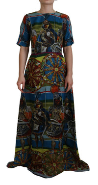 Dolce & Gabbana Multicolor Sicily Silk A-line Long Gown Women's Dress