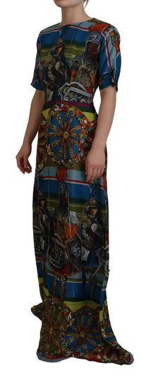 Dolce & Gabbana Multicolor Sicily Silk A-line Long Gown Women's Dress