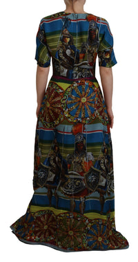 Dolce & Gabbana Multicolor Sicily Silk A-line Long Gown Women's Dress