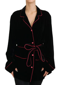 Dolce & Gabbana Dolce & Gabbana Black Button Belted Blazer Viscose Women's Jacket