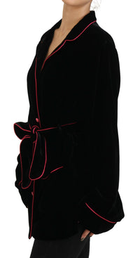Dolce & Gabbana Dolce & Gabbana Black Button Belted Blazer Viscose Women's Jacket