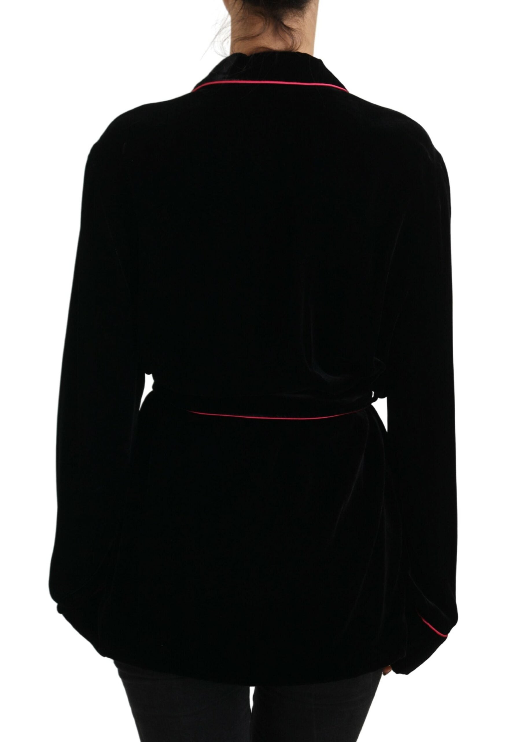 Dolce & Gabbana Dolce & Gabbana Black Button Belted Blazer Viscose Women's Jacket