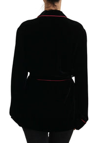 Dolce & Gabbana Dolce & Gabbana Black Button Belted Blazer Viscose Women's Jacket