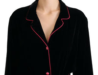 Dolce & Gabbana Dolce & Gabbana Black Button Belted Blazer Viscose Women's Jacket