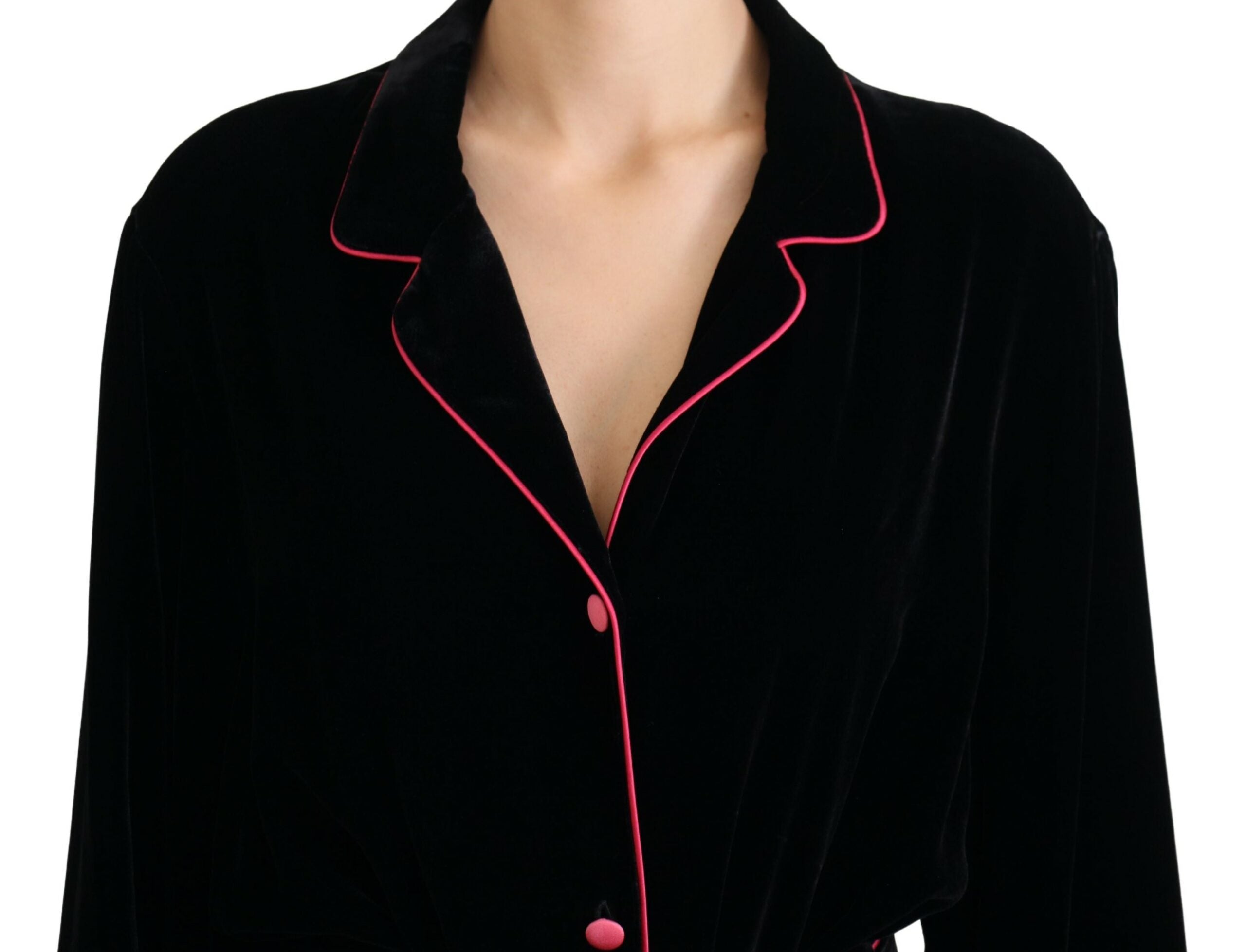 Dolce & Gabbana Dolce & Gabbana Black Button Belted Blazer Viscose Women's Jacket