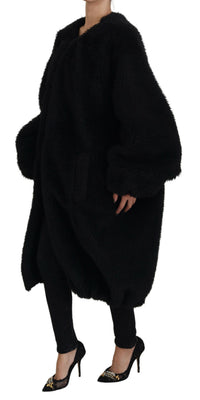 Dolce & Gabbana Dolce & Gabbana Black Cashmere Blend Faux Fur Coat Women's Jacket