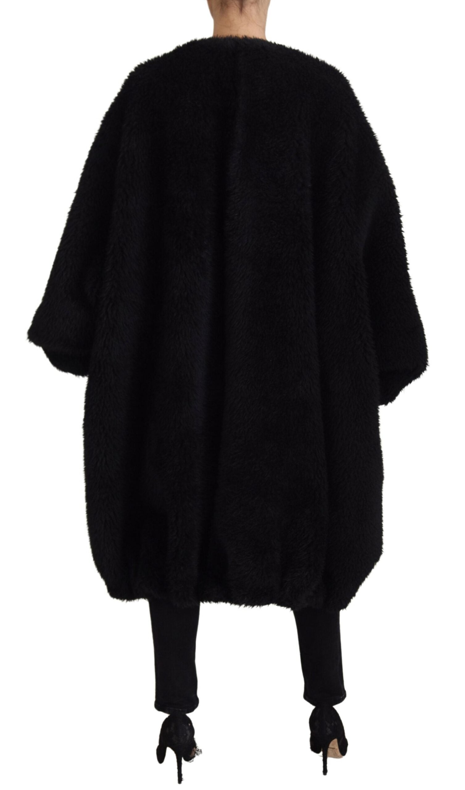 Dolce & Gabbana Dolce & Gabbana Black Cashmere Blend Faux Fur Coat Women's Jacket