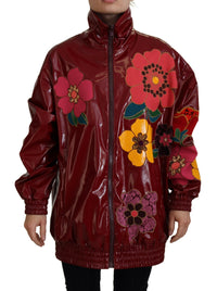 Dolce & Gabbana Dolce & Gabbana Maroon Floral Full Zip Polyester Women Women's Jacket
