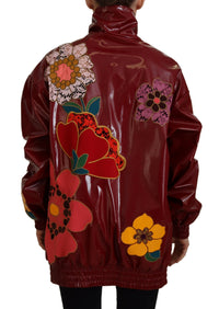 Dolce & Gabbana Dolce & Gabbana Maroon Floral Full Zip Polyester Women Women's Jacket