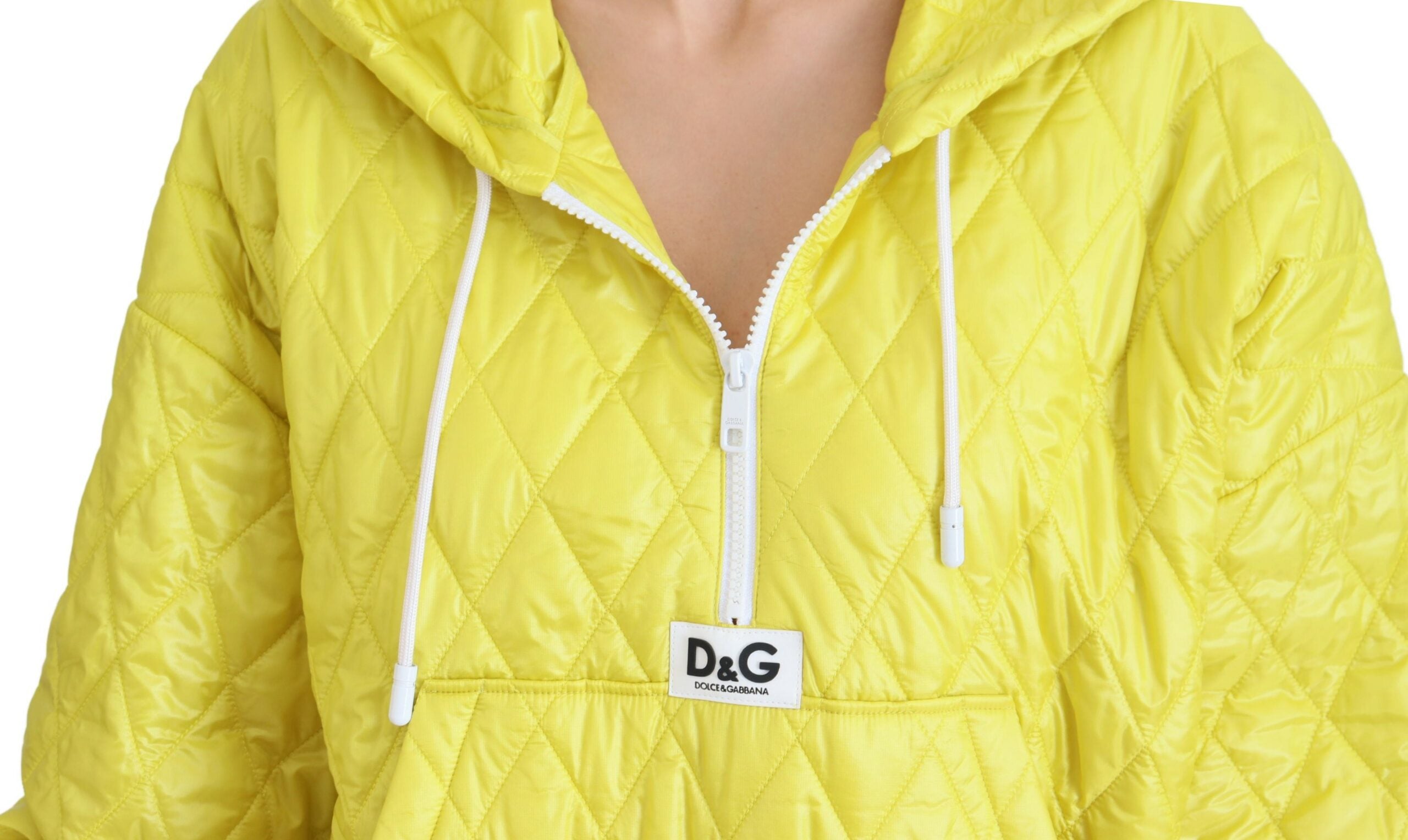Dolce & Gabbana Dolce & Gabbana Yellow Nylon Quilted Hooded Pullover Women's Jacket