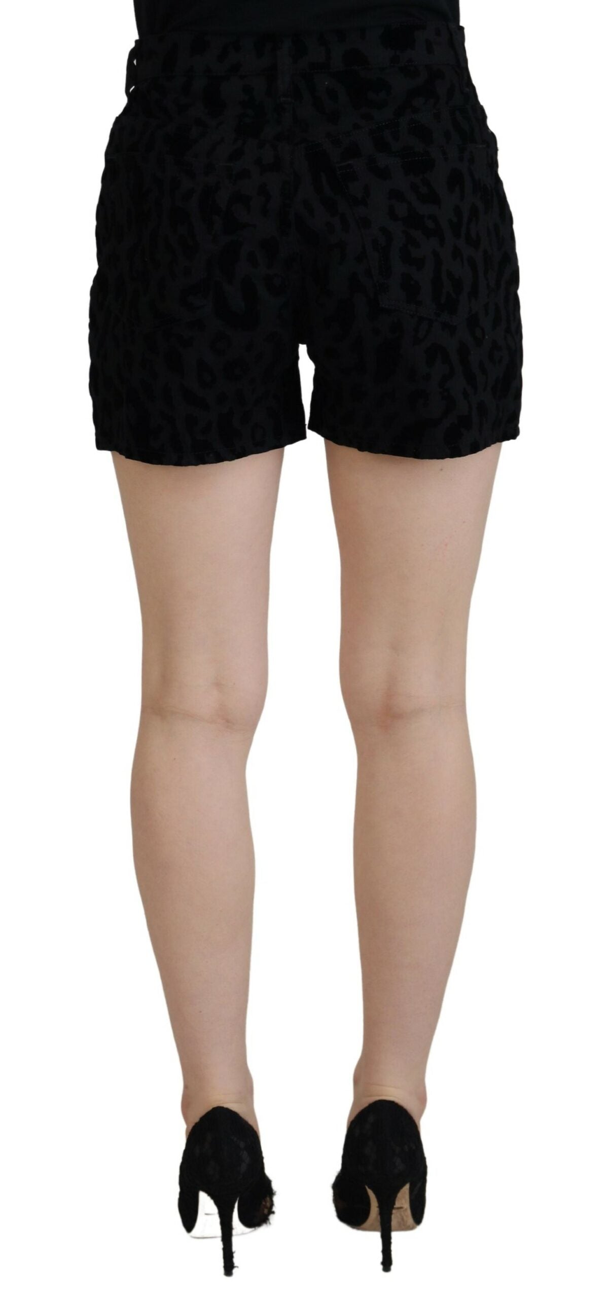 Dolce & Gabbana Black Denim Cotton Stretch Hot Pants Women's Shorts