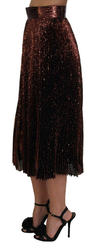 Dolce & Gabbana Bronze Sequined High Waist A-line Maxi Women's Skirt