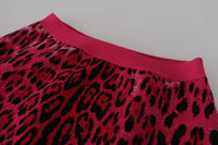 Dolce & Gabbana Pink Leopard High Waist A-line Mini Women's Skirt