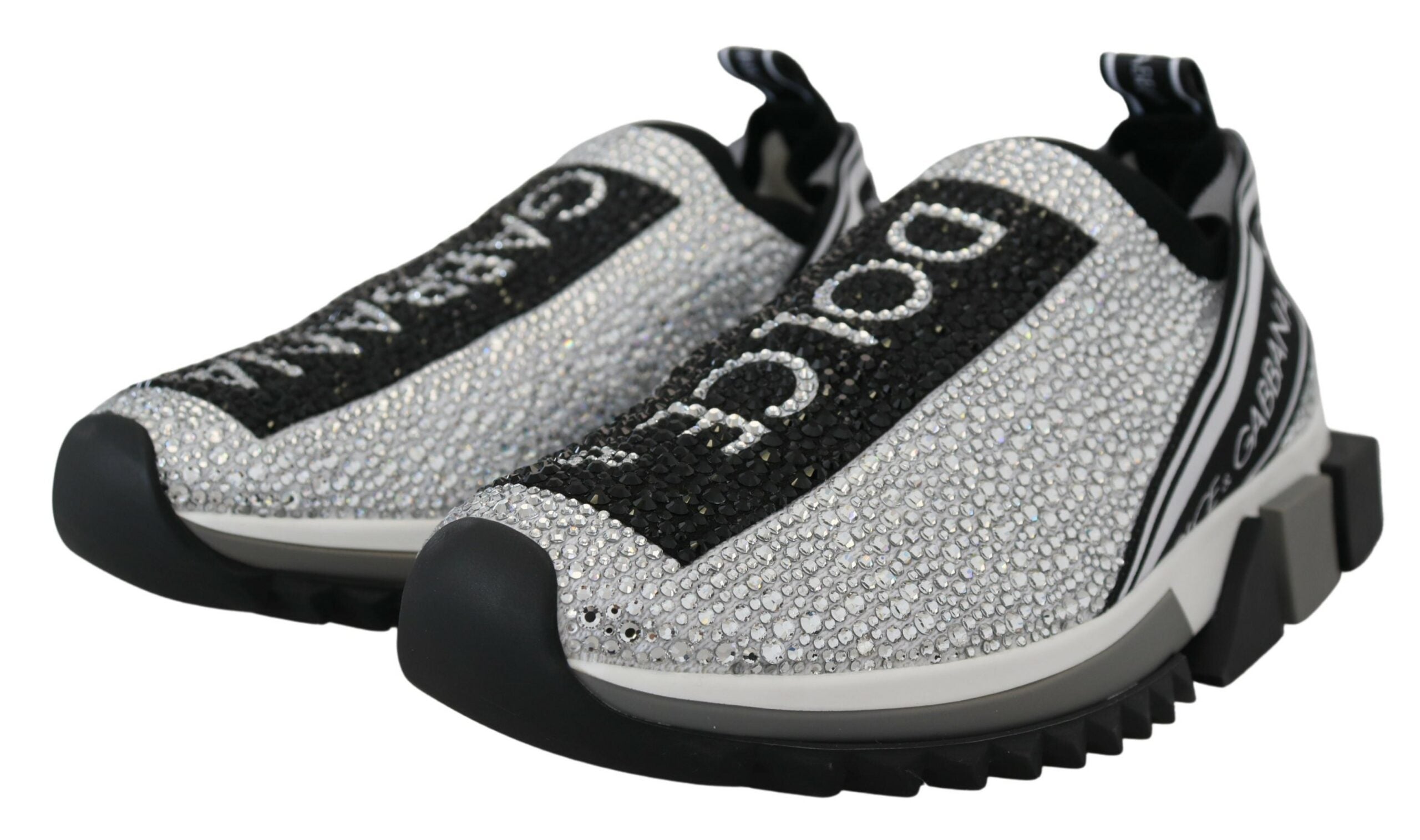 Dolce & Gabbana Dolce & Gabbana Silver Rhinestones Sorrento Sneakers Women's Shoes